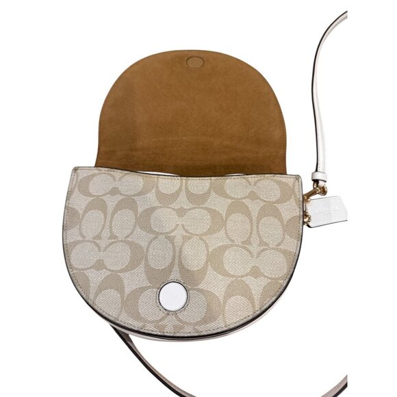 Coach Signature Canvas Ellen Beige Crossbody Bag With Magnetic Closure Good EUC - Picture 5 of 11